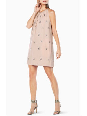 BCBGMAXAZRIA | Bare Pink Lynzie Jewel Lined Shift Dress w/pockets | Size Medium